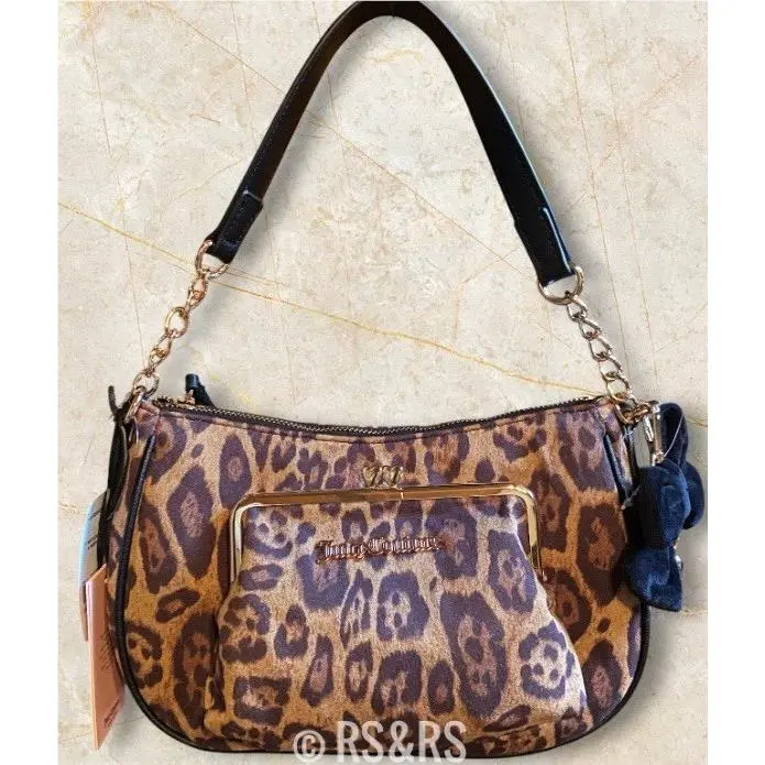 Juicy Sugar & Spice Couture Sugar Spice Leopard Print Shoulder Bag Kisslock Pocket Bow Charm by Juicy Couture