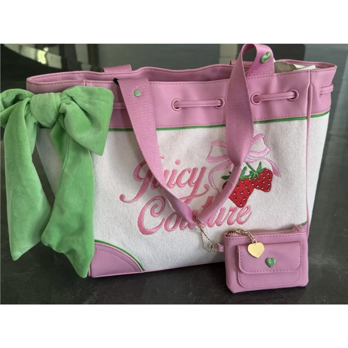 Juicy Couture Retro Strawberry Tote Powder Pink Daydreamer Bag W/purse Y2K