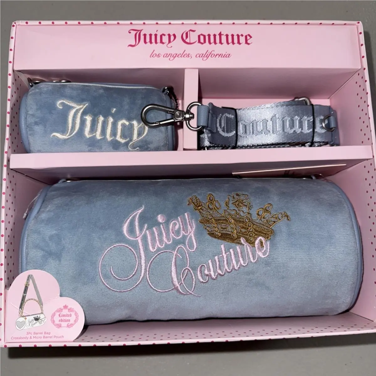 Barrel Handbag Gift Set Limited Edition Blue Pink by Juicy Couture