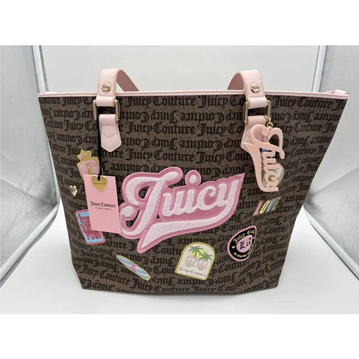 Exclusive Taupe Dark Brown Juicy Run The World Tote Bag by Juicy Couture