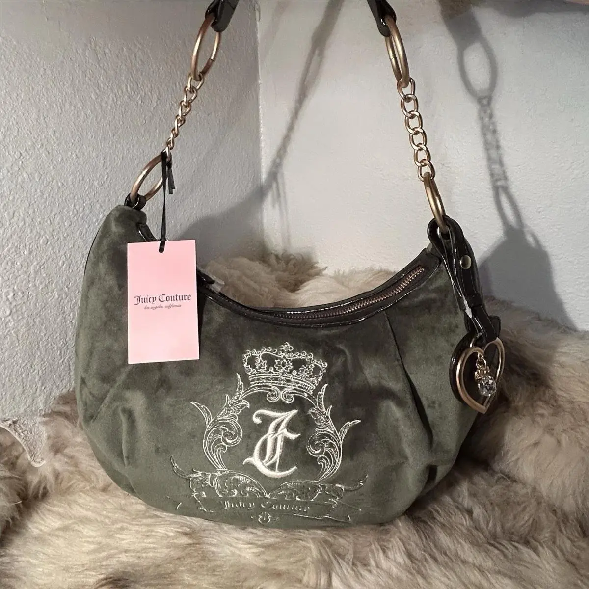 Need More Juicy Hobo Shoulder Bag - Supergreens Velour by Juicy Couture