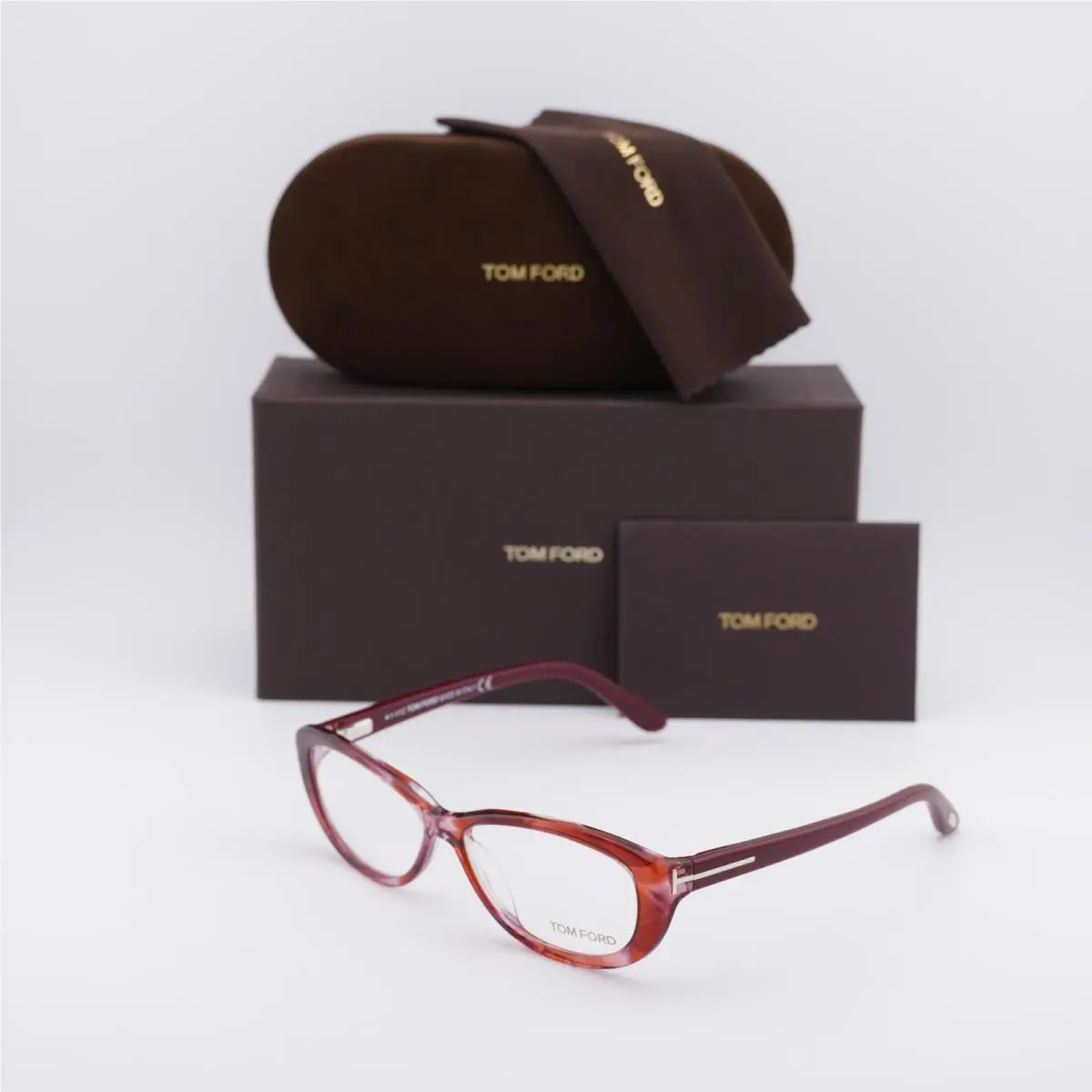 Tom Ford FT5226 068 Transparent Stripped Red 54mm Eyeglasses