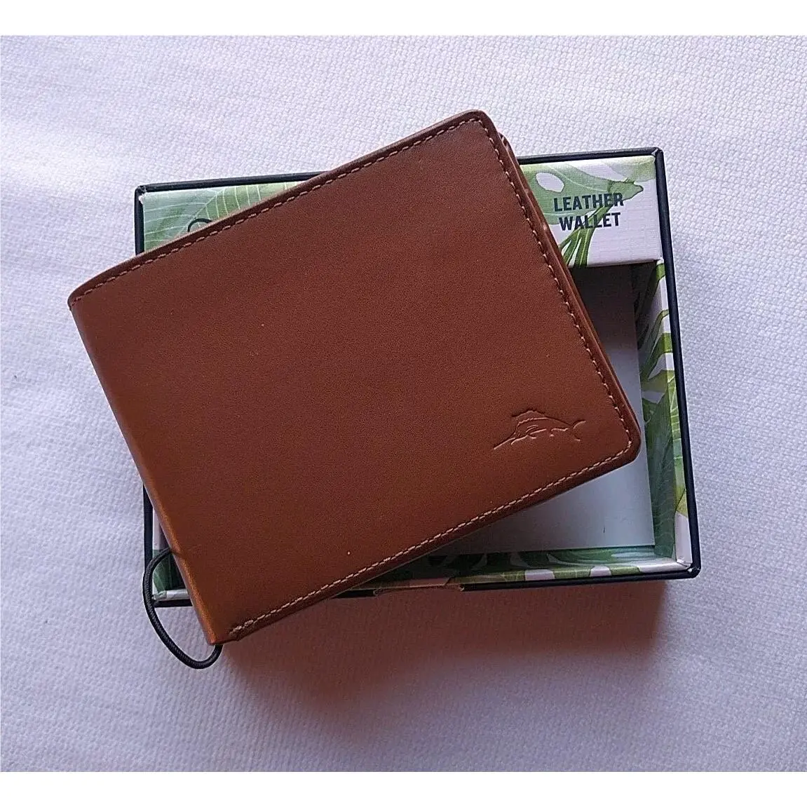 Tommy Bahama Tan Leather Bi-fold Wallet