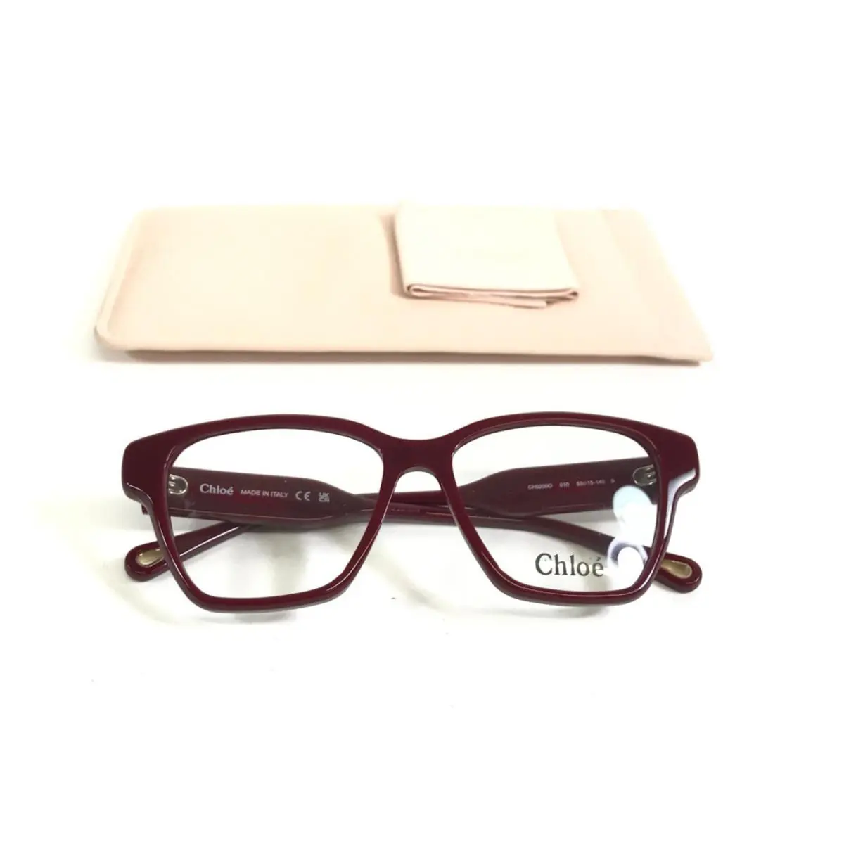 Chloe Eyeglasses Frames CH0200O 010 Shiny Bordeaux Butterfly Full Rim 53-15-140
