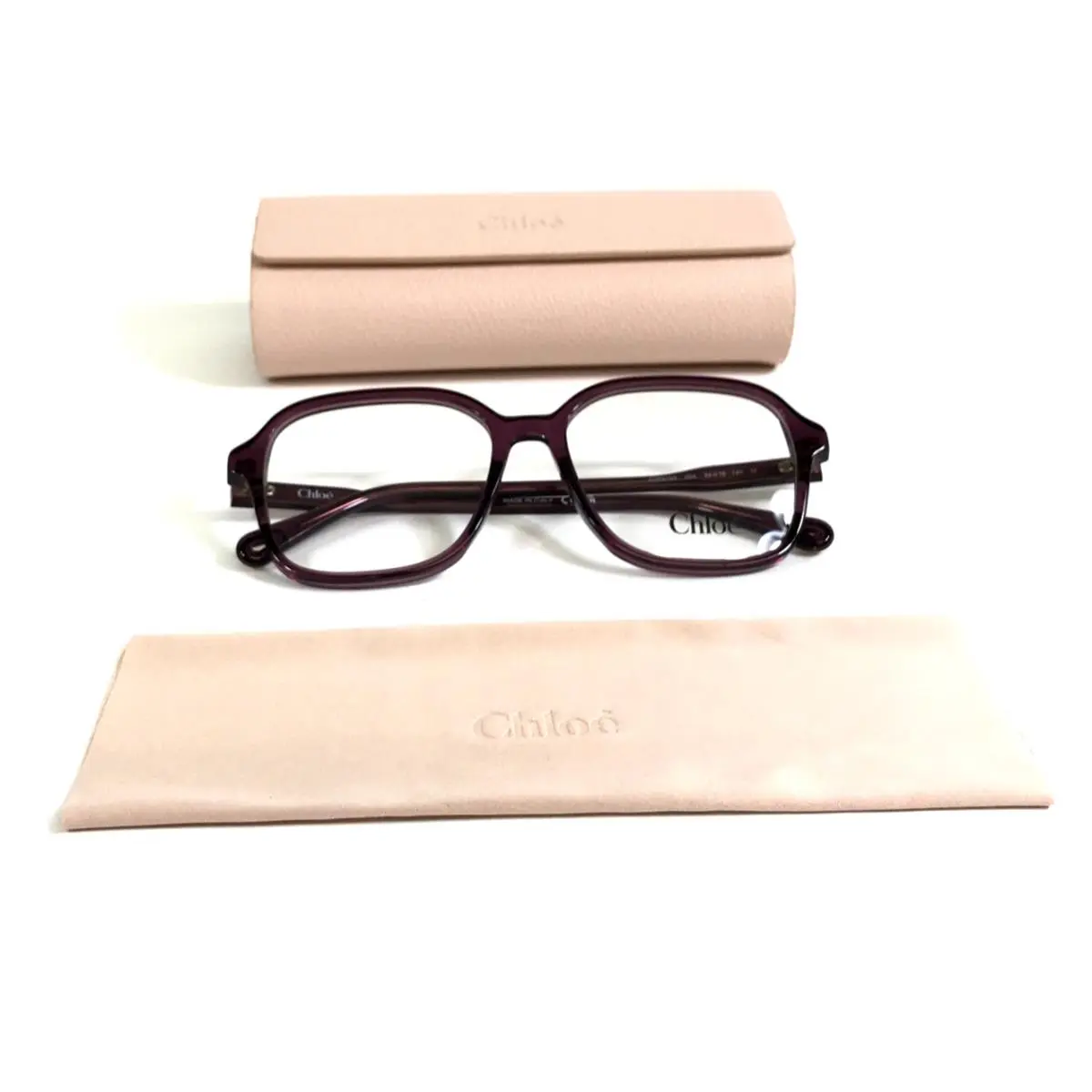 Chloe Eyeglasses Frames CH0313O 004 Shiny Purple Square Full Rim 54-16-140