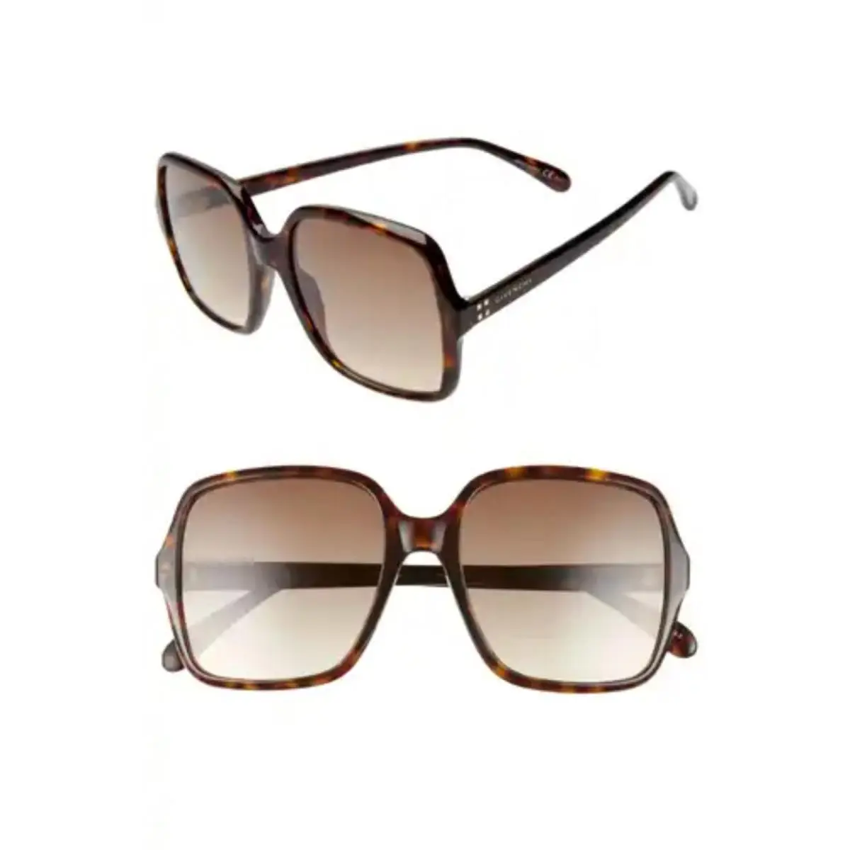 Chloe Willow 56mm Gradient Brown Tortoise Rectangular Sunglasses R1107 - Frame: Brown, Lens: Brown