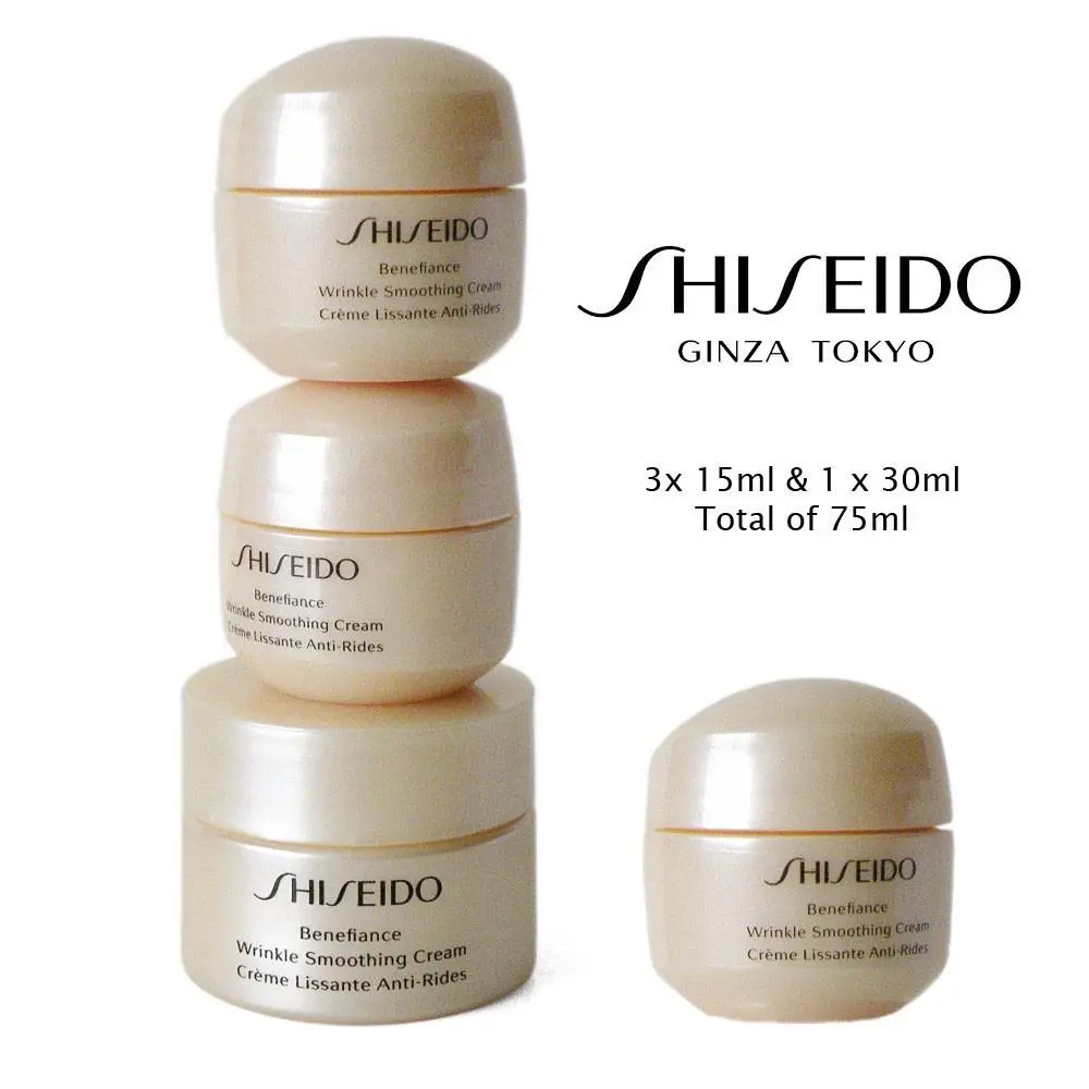 4 x Shiseido Benefiance Wrinkle Smoothing Cream Face Moisturizer Total of 75ml