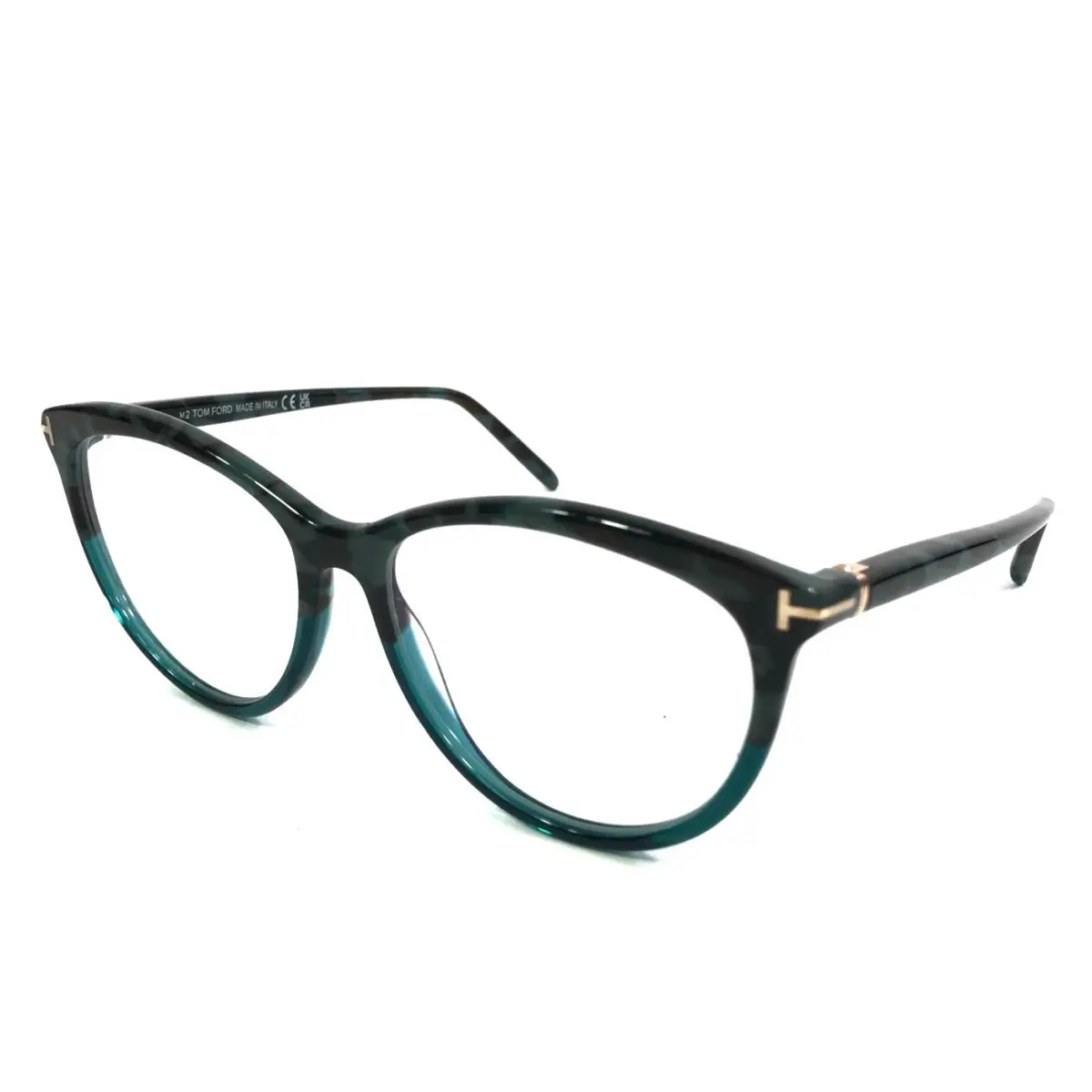 Tom Ford Eyeglasses Frames TF5990-B 055 Black Green Cat Eye Full Rim 55-15-135