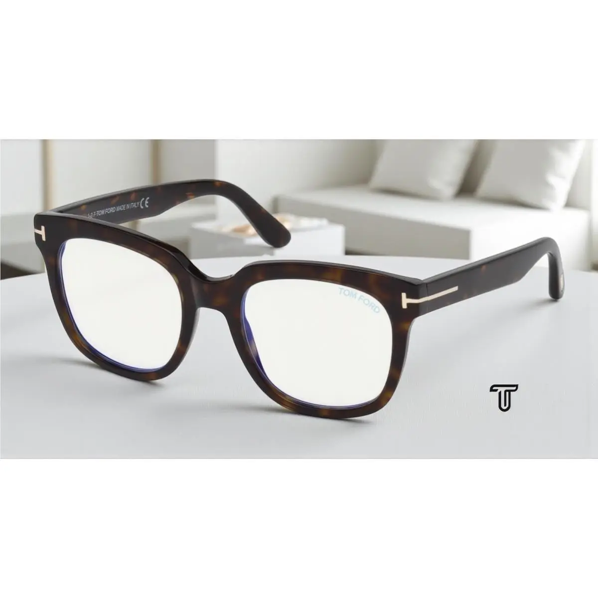 Tom Ford FT5537-B 052 Dark Havana Clear Lens Plastic 52 mm Women`s Eyeglasses