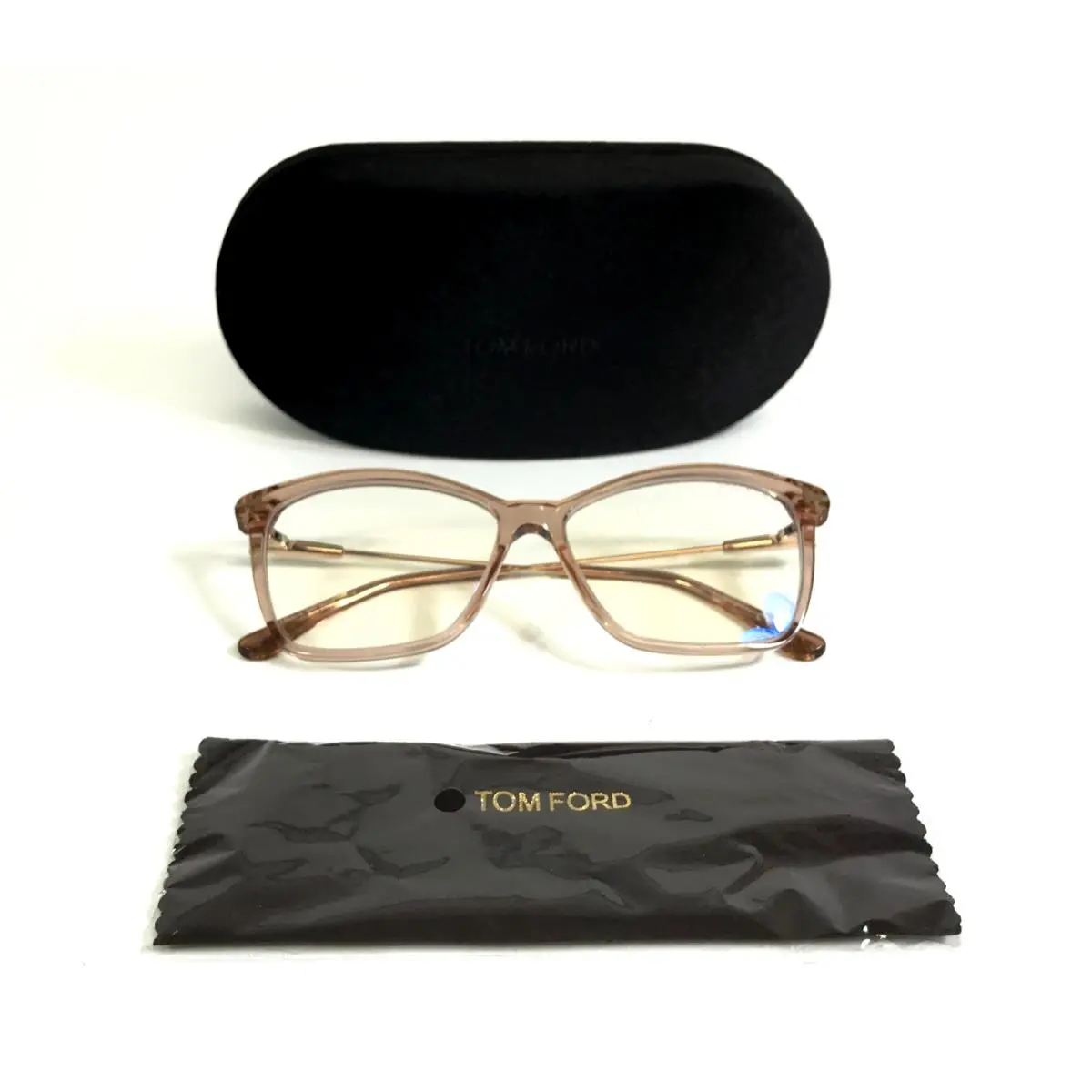 Tom Ford Eyeglasses Frames TF5687-B 045 Clear Light Brown Gold Cat Eye 56-14-140