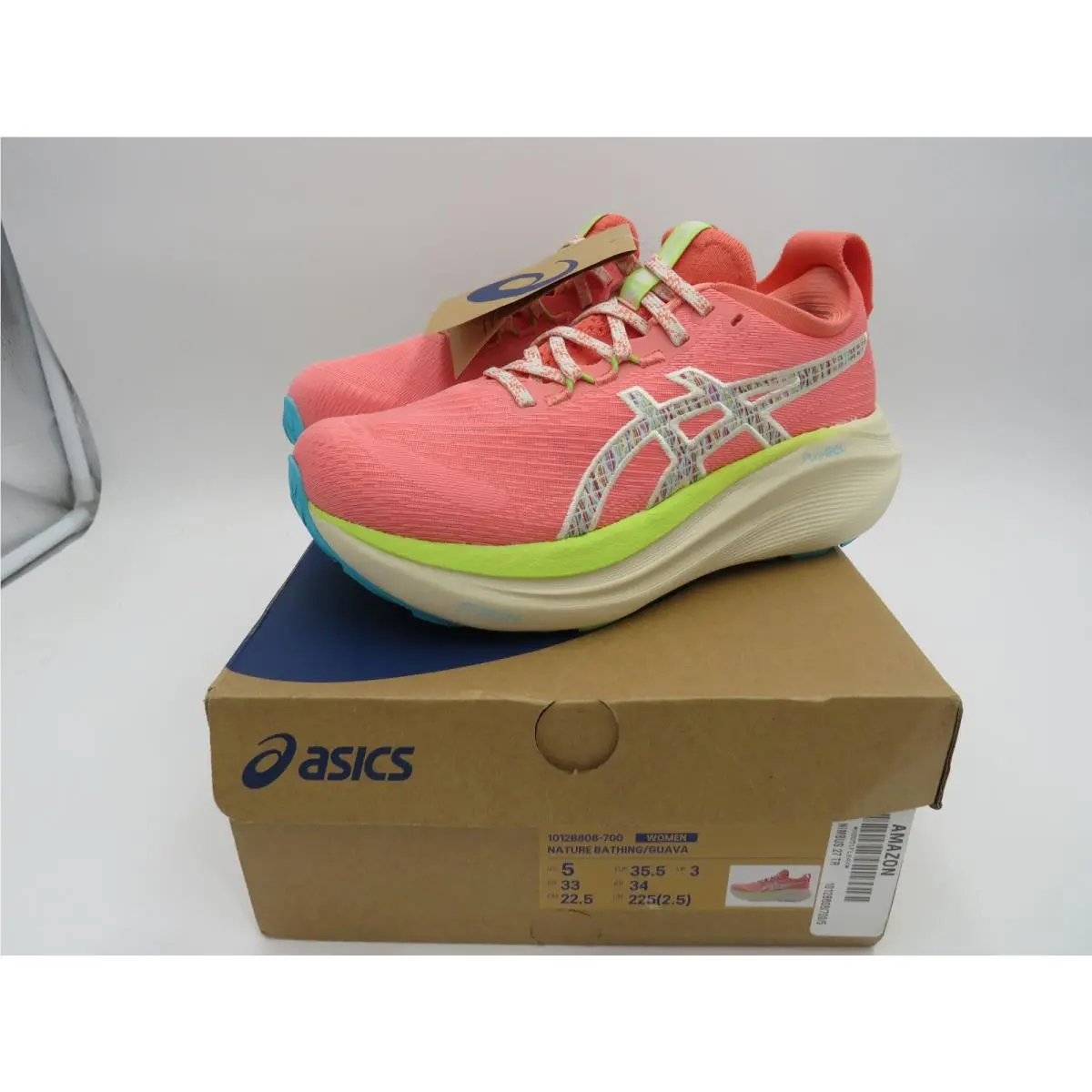 Asics Women`s Gel-nimbus 27 Running Shoes Nature Bathing/guava Size 5