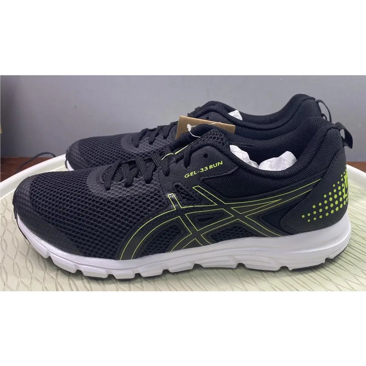 Asics shoes - ASICS GEL-33 RUN - RUN - 1011B438-003 - Black, Hazard Green 1