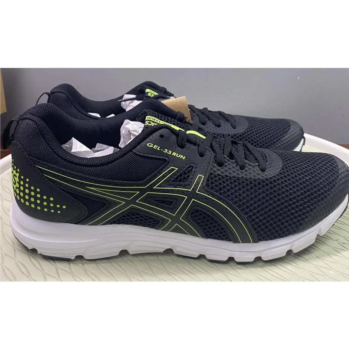 Asics shoes - ASICS GEL-33 RUN - RUN - 1011B438-003 - Black, Hazard Green 2