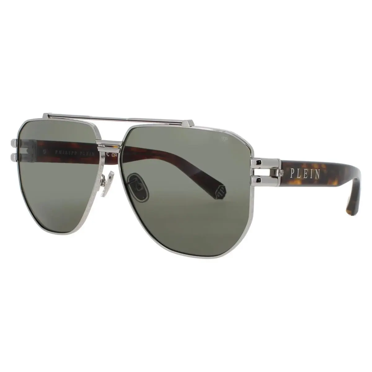 Philipp Plein Men`s Sunglasses SPP185 0K07 Palladium Retail w Box Case