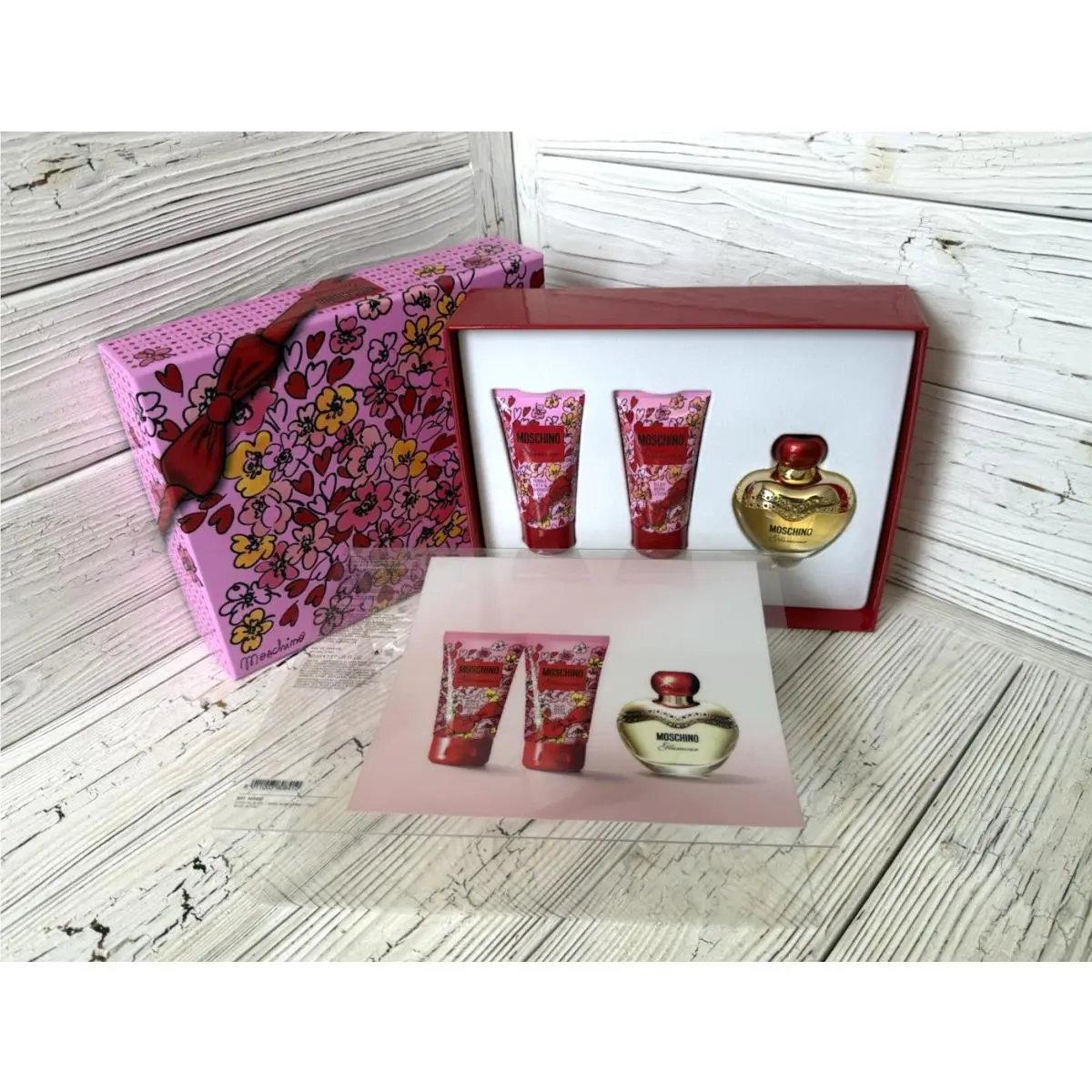 Glamour Eau De Parfum + Lotion + Shower Gel Gift Set 3 x 50 ml Each by Moschino