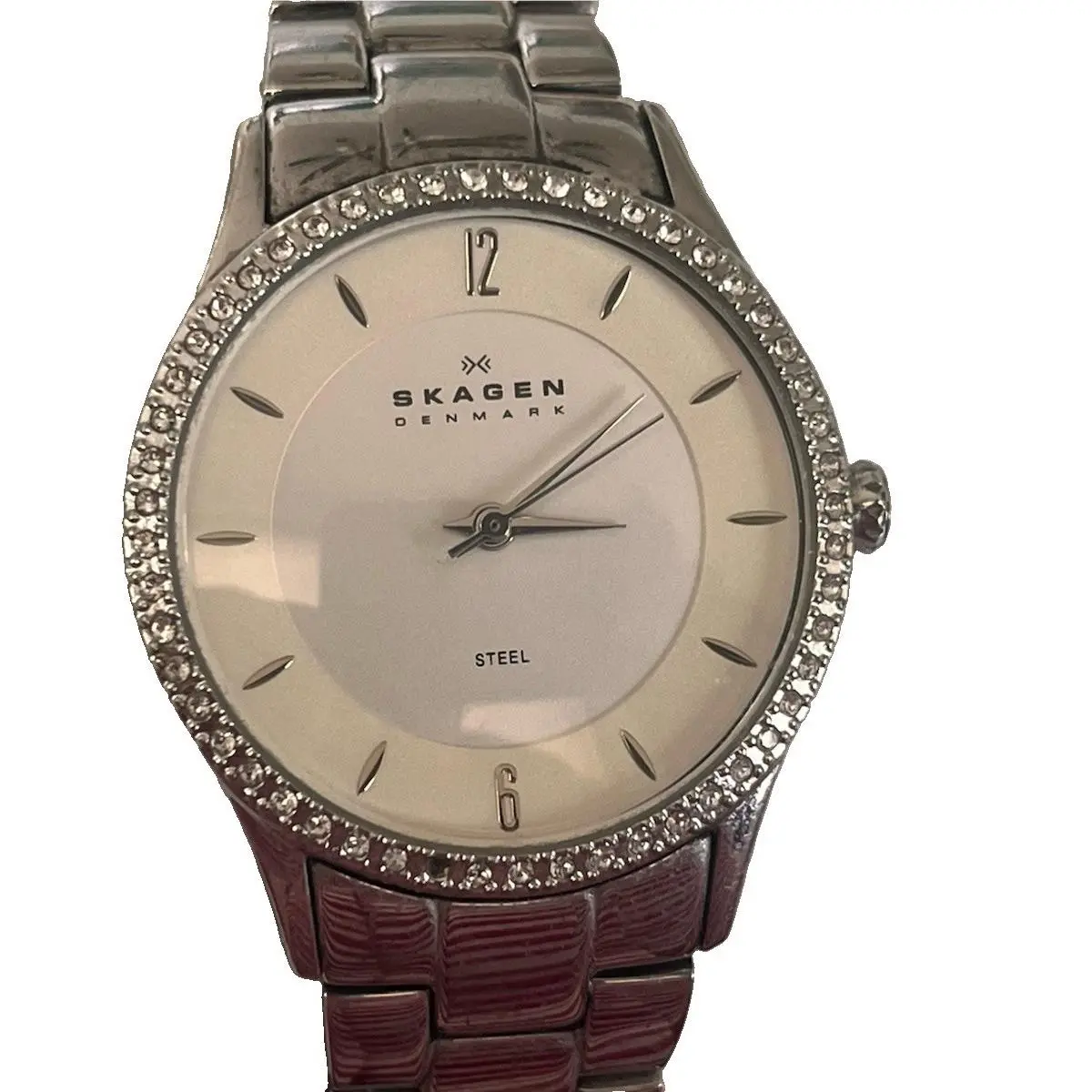 Vtg Skagen Watch Women`s Steel Band Analog Quartz Adjustable 15 mm
