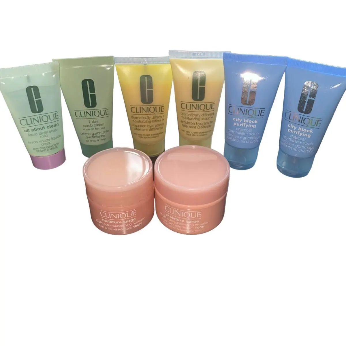 Moisture Surge Moisturizer and Cleanser Travel Size Bundle Lot of 8 by Clinique