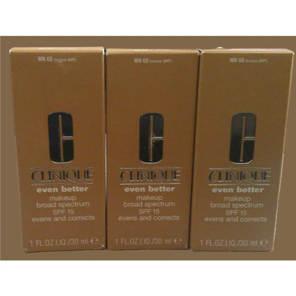 Clinique Even Better Makeup Broad Spectrum SPF15-Brulee WN 68 Lot of 3