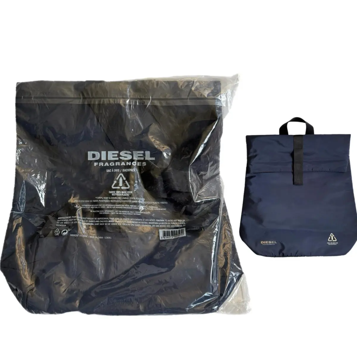 Diesel Fragrances Navy Fold Over Backpack Promo Bag Recycled Nylon