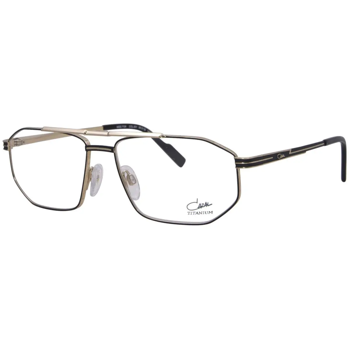 7104 001 Titanium Eyeglasses Mens Black/gold Full Rim Rectangle Shape 59mm by Cazal