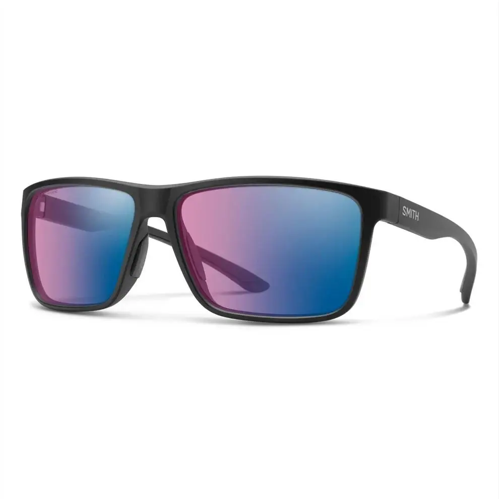 Smith Riptide Sunglasses Matte Black | ChromaPop Glass Polarchromic Rose Bl by Smith Optics