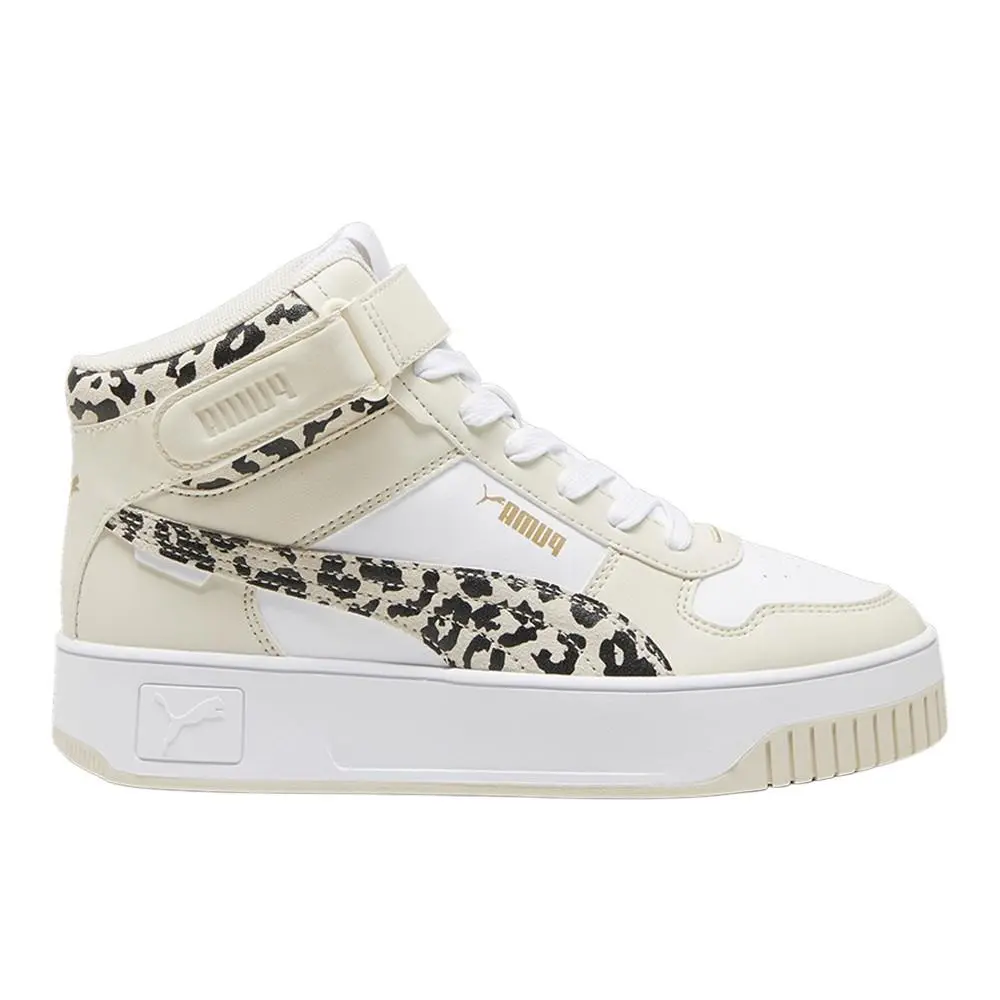 Puma Carina Street Animal High Top Womens Beige White Sneakers Casual Shoes 39