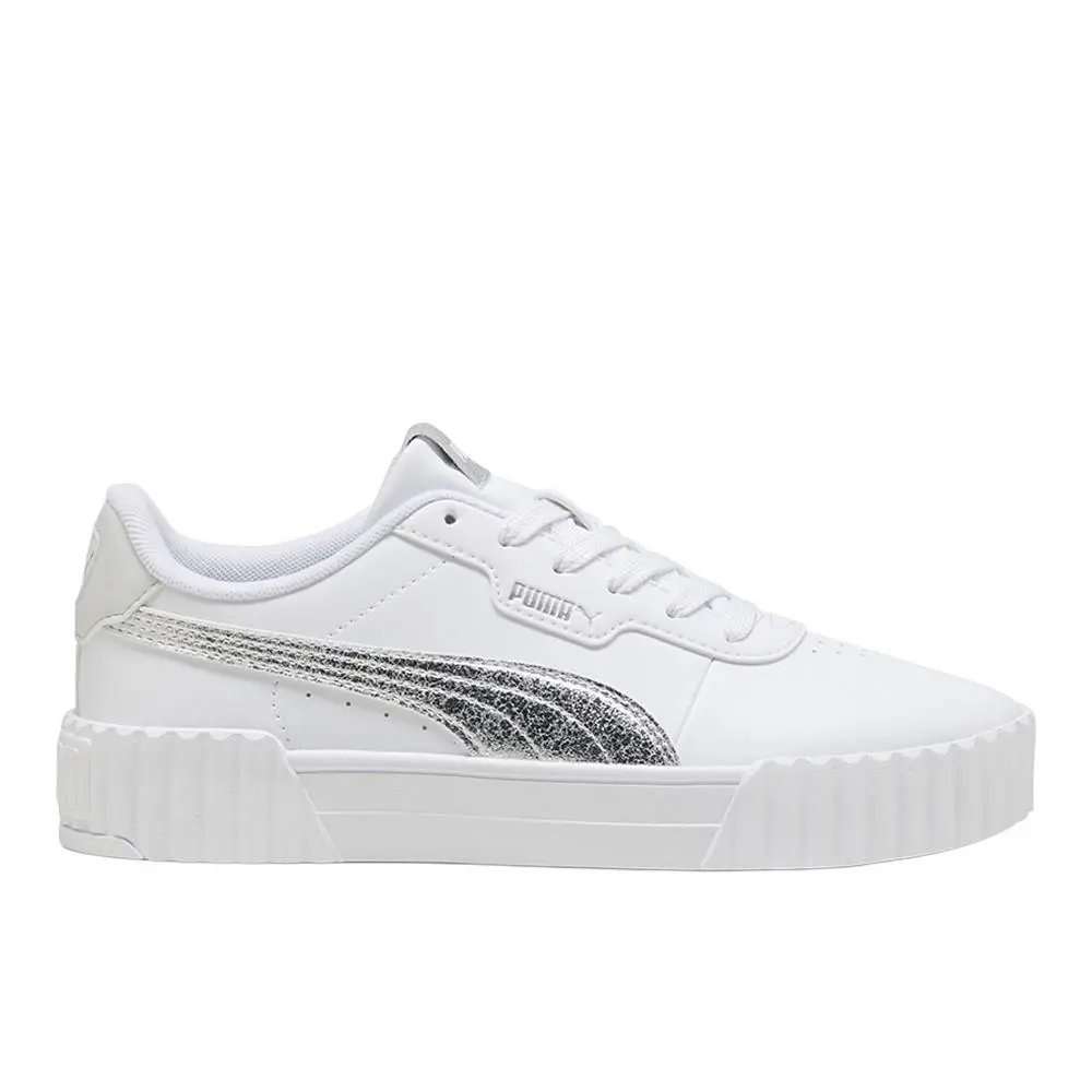 Puma Carina 3.0 Metallic Whisper Lace Up Womens White Sneakers Casual Shoes 404