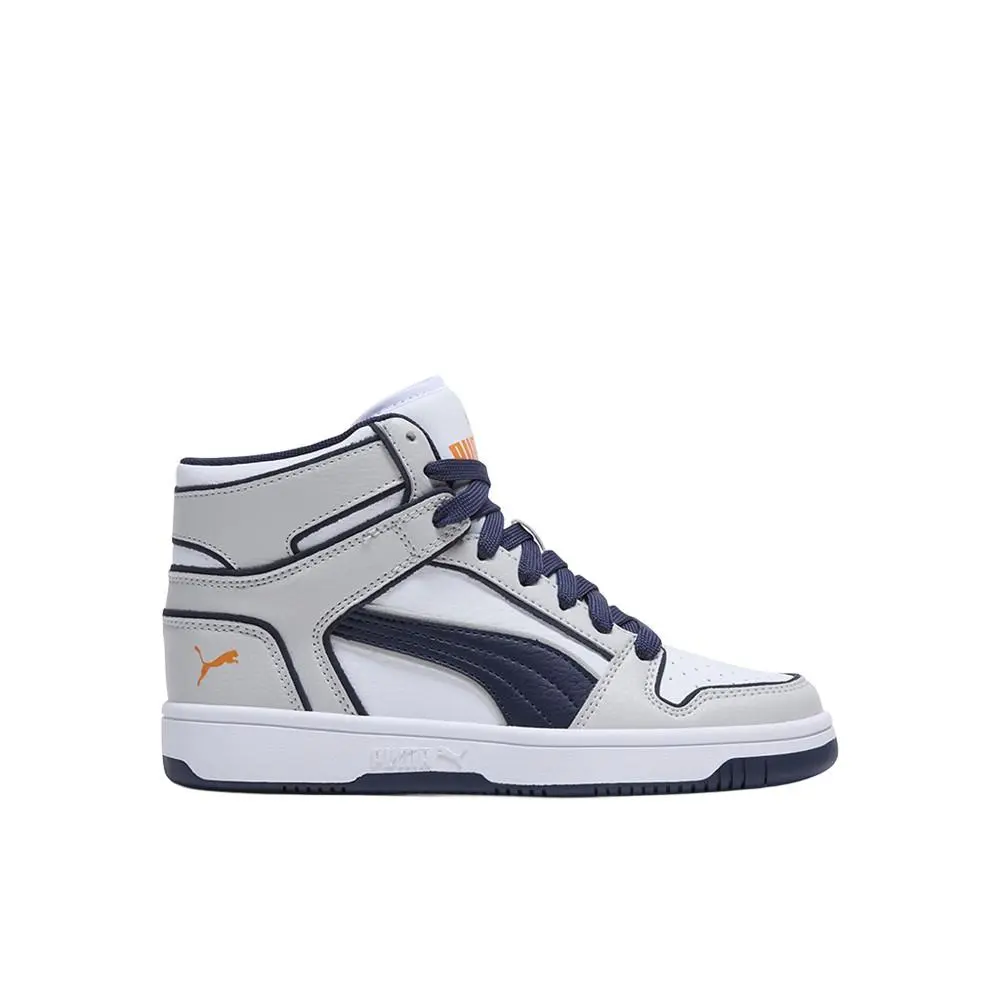 Puma Rebound Layup Outlined High Top Youth Boys Grey Sneakers Casual Shoes 4052