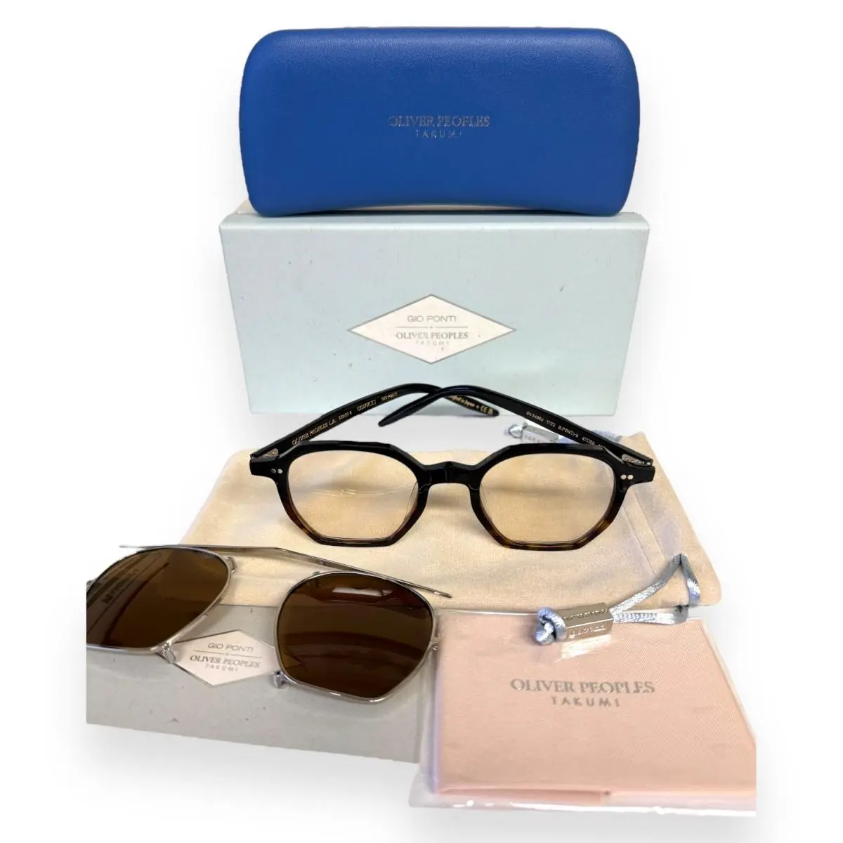 Gio Ponti-5 Eyeglasses Clip-on Sunglass Black Brown Havana W/case by Oliver Peoples