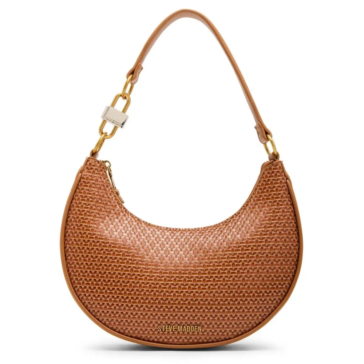 Lohan-w Embossed Woven Small Hobo Shoulder Bag Ginger Gold by Steve Madden