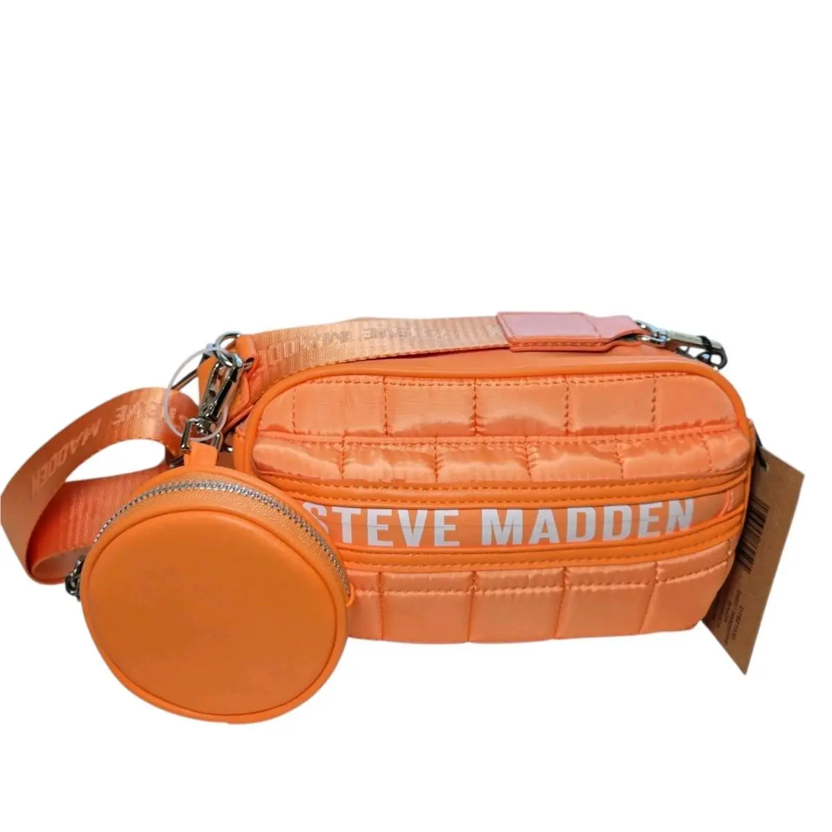 Orange Baida Crossbody Puffer Bag with Pouch Charm by Steve Madden