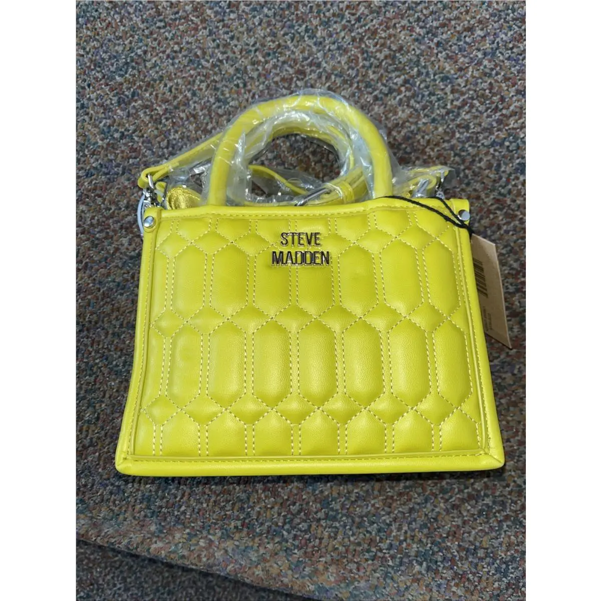 Steve Madden Bniko Quilted Crossbody Bag 2 Strap Cress Green Mustard Rare