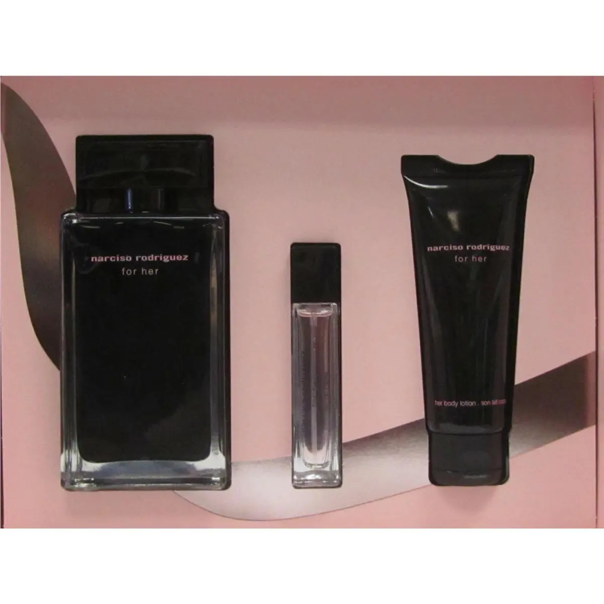 For Her 3 Pcs Set 3.3 Edt Spray + 0.33 Edt + 2.5 Body Lotion by Narciso Rodriguez