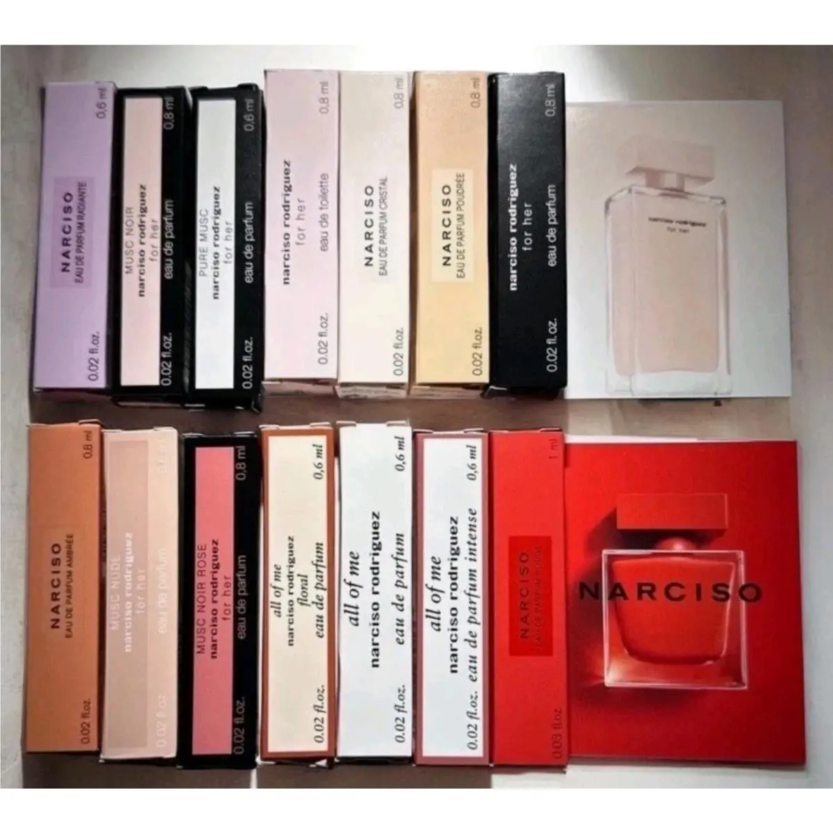 Narciso Rodriguez Perfume Collection For Women Sample Spray 14pc Set