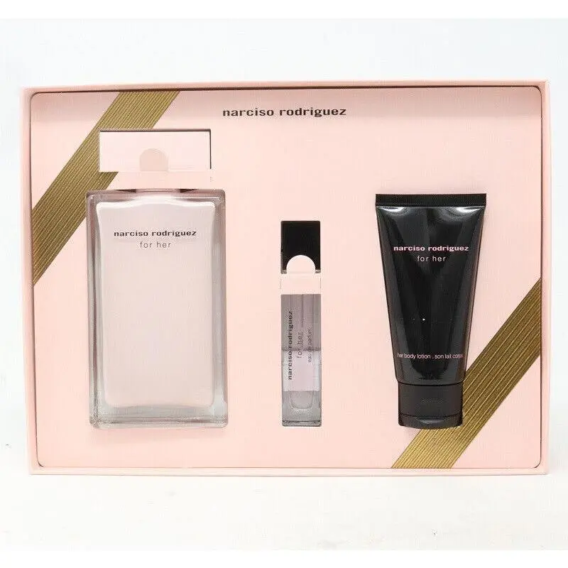 Women 3pc Set 3.3 oz 0.33 oz Eau De Parfum Spray 1.7 oz BL by Narciso Rodriguez