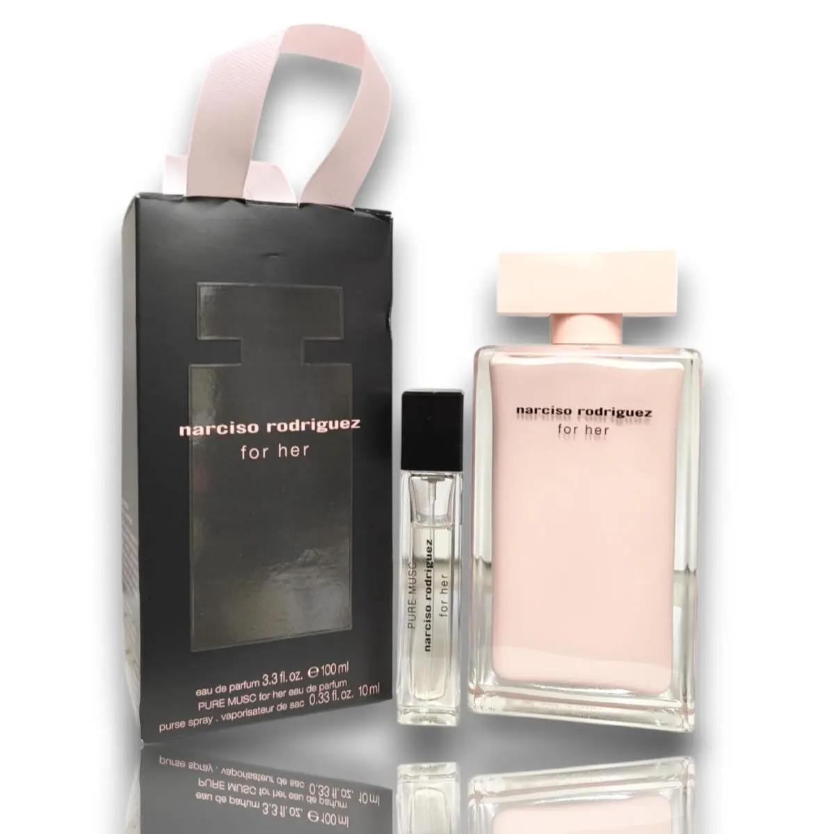 For Her Eau De Parfum 3.3 oz +mini+ Free Purse Box Spray Black by Narciso Rodriguez