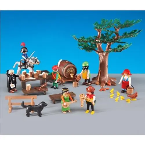 Playmobil 6464 Medieval Outlaws Knight Monk Oak Tree Beer Keg Table Women +