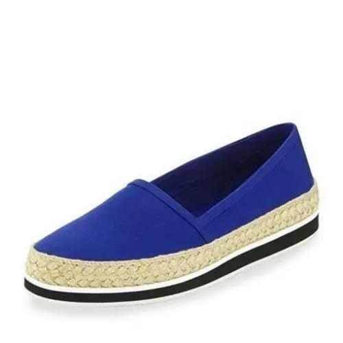 Womens Stretch Gabardine Blue Canvas Espadrilles Slip On Loafers Size 40.5 by Prada