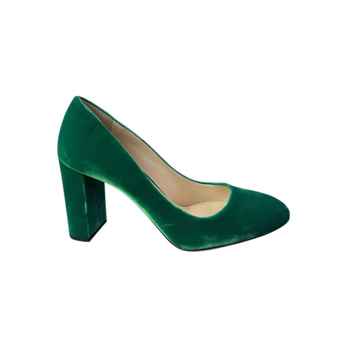 Prada Pumps Shoes Green Velvet Round Toe Size 37