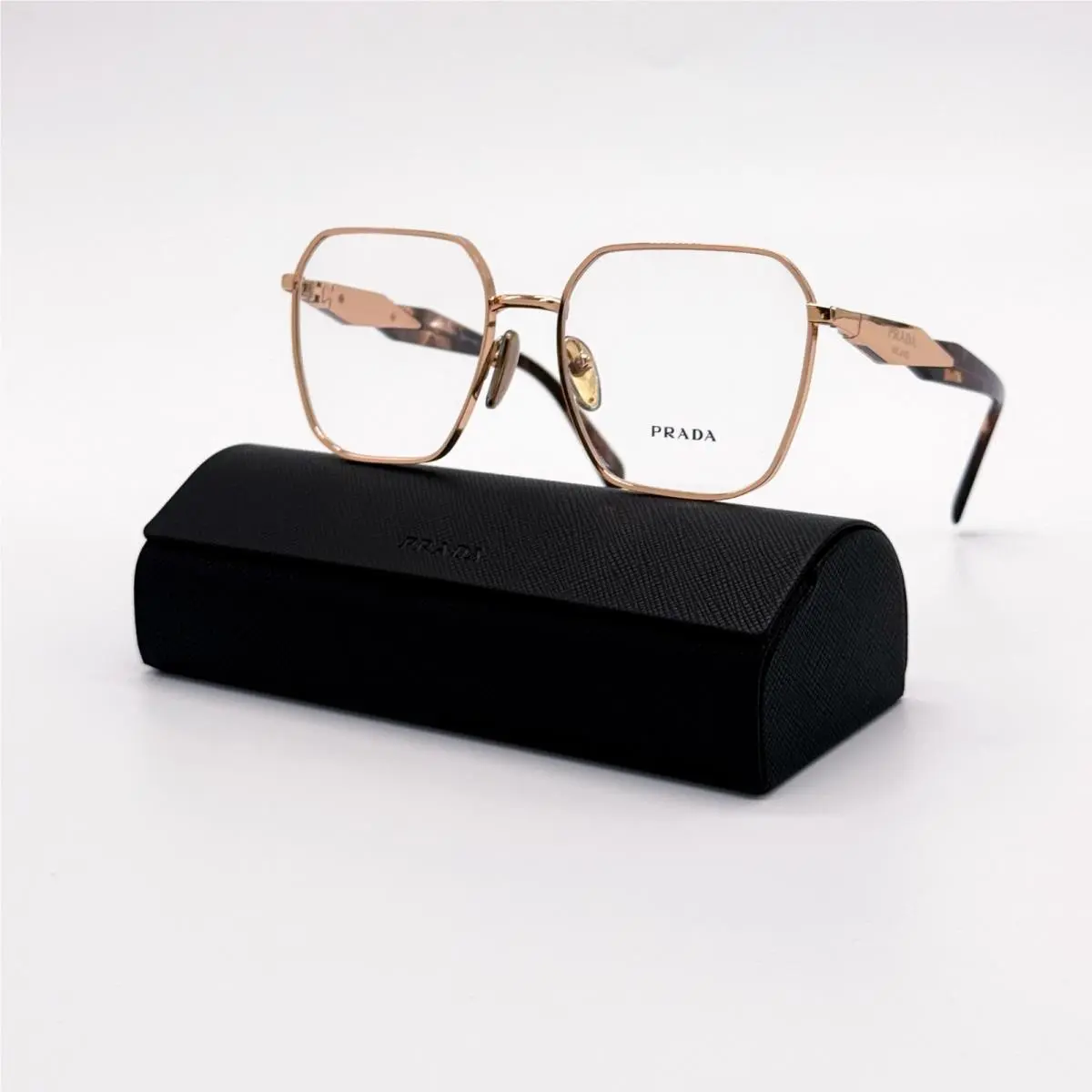 Prada PR 56ZV Gemetric Gold Brown Women Eyeglasses PR56ZV SVF1O1