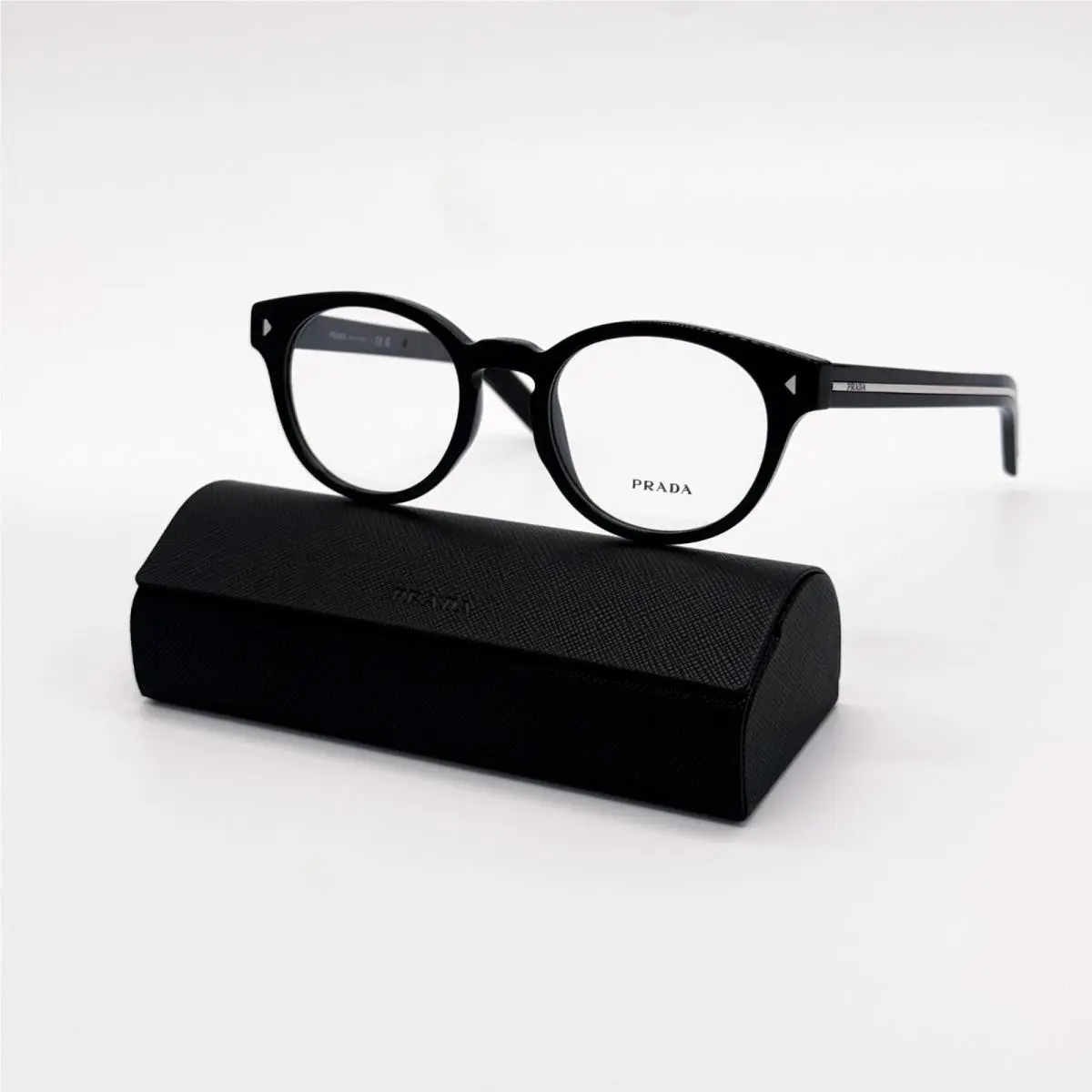 Prada PR A14V Black Round Unisex Eyeglasses PRA14V 16K1O1
