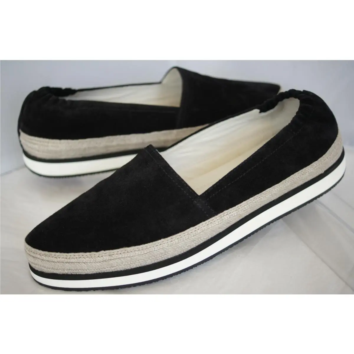 Prada Women`s Shoes Flats Size 40 Suede Black Calzature Donna