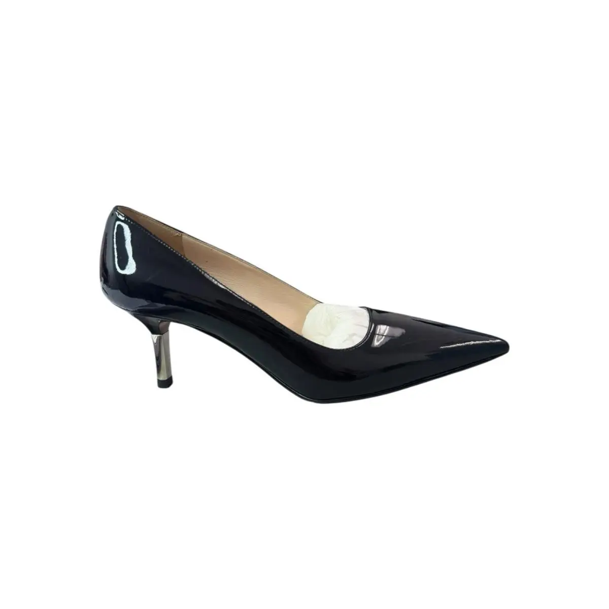 Pumps Black Patent Leather Size 37 Pointed Toe Heels by Prada