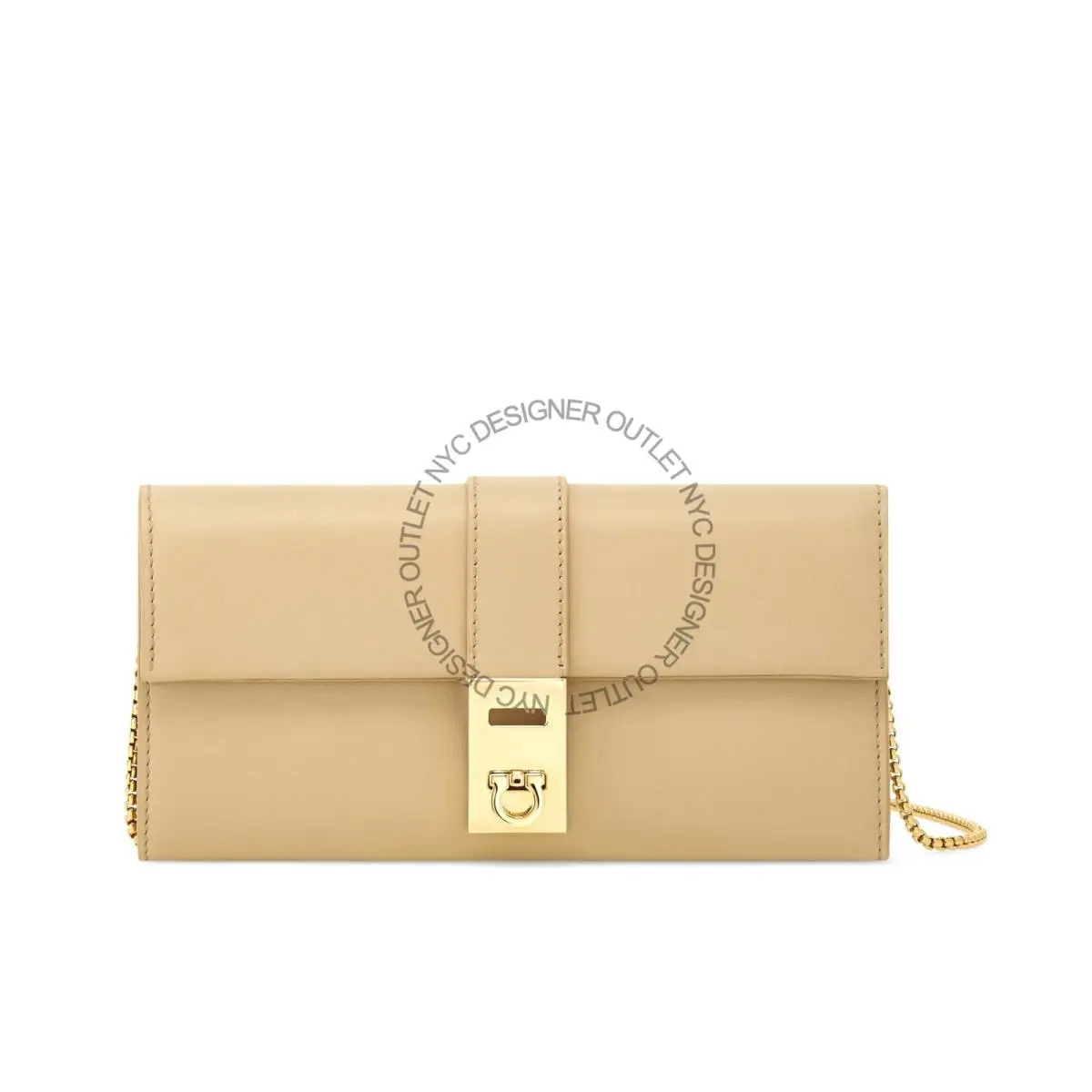 Salvatore Ferragamo Womens Beige Leather Clutch
