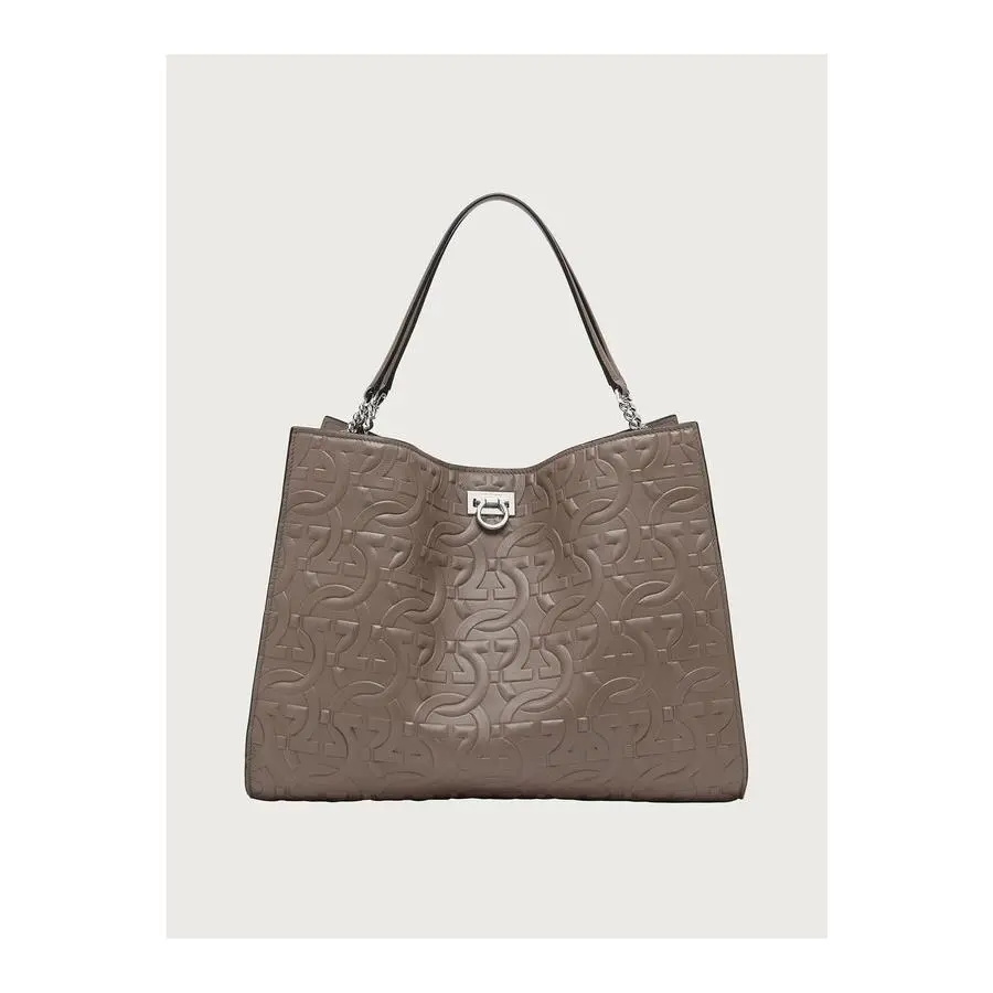 Salvatore Ferragamo Trifolio Tote Bag Caraway Seed-21I364