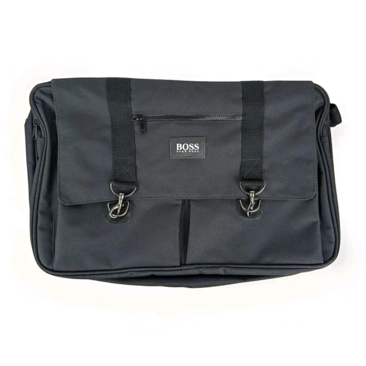 21 x14 Flight Bag Duffel Weekend Travel Black 5 Pocket Heavy Canvas by Hugo Boss
