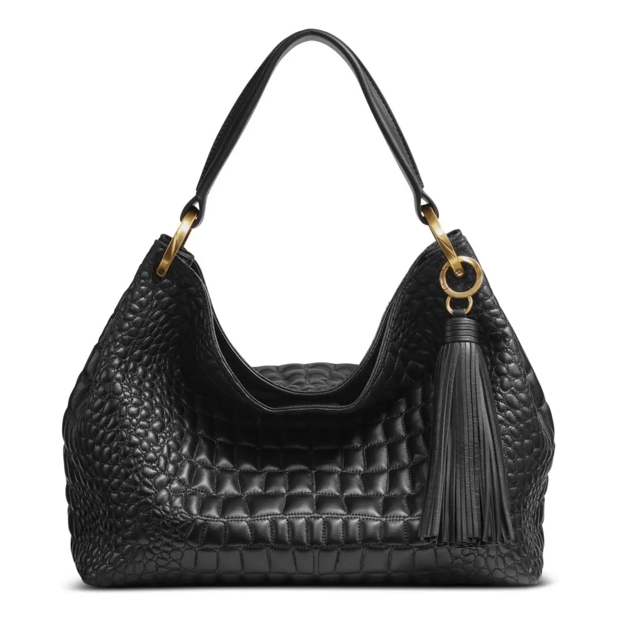 Dkny Donna Karan New York Glenwood Quilted Donna Karan York Glenwood Quilted Croc Shoulder Tassel Detail Black