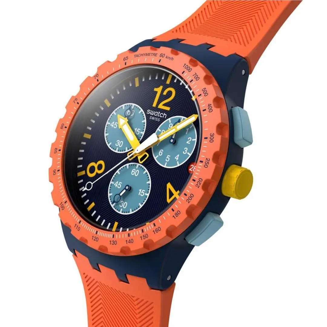 Swatch Chrono Plastic Camo Flash Wristwatch SUSI400 Unisex Orange