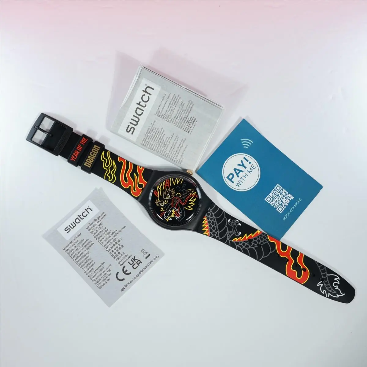 Swiss Swatch Year Of The Dragon in Wind Pay SO29Z137-5300 Limited 41MM Mult