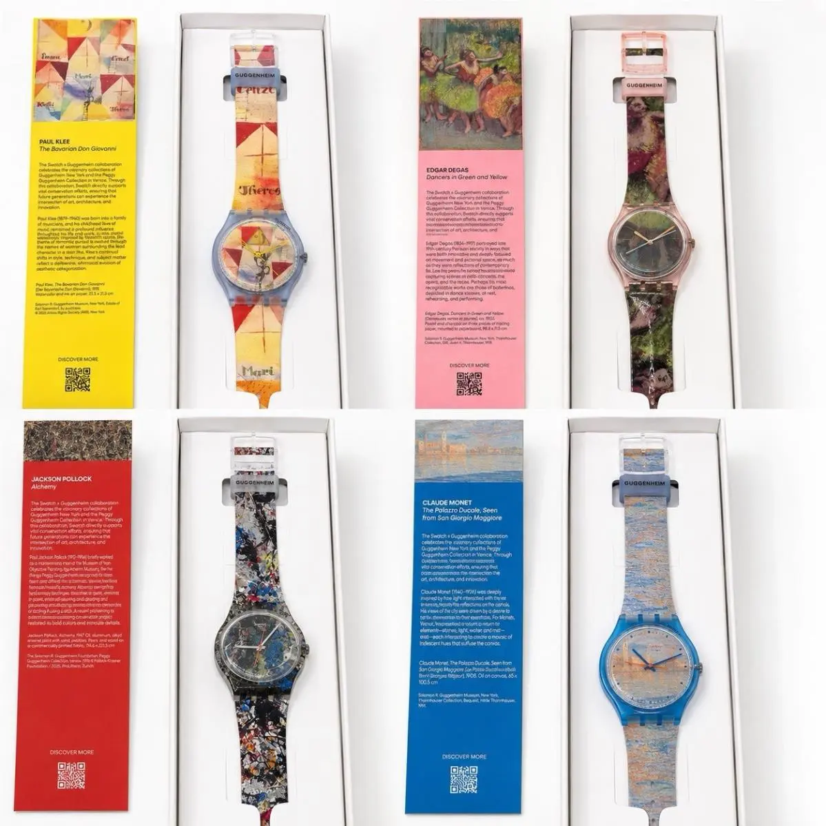 Swatch x Guggenheim Complete 4 Watch Set Monet Pollock Degas Klee